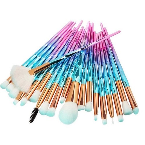 Kit De 20 Brochas De Maquillaje Profesional Sellingo Colors Aqua