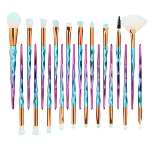 Kit De 20 Brochas De Maquillaje Profesional Sellingo Colors Aqua