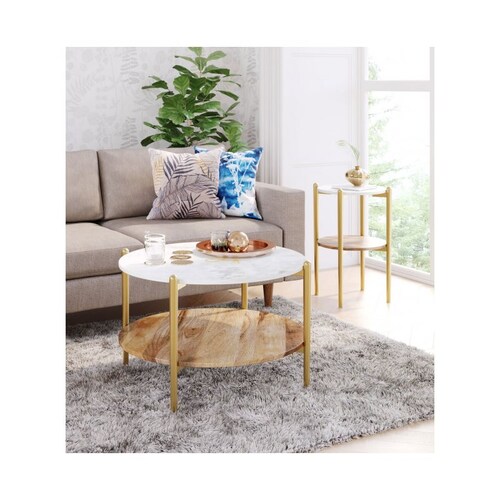Mesa Lateral Mina Oro/Blanco - Kessa