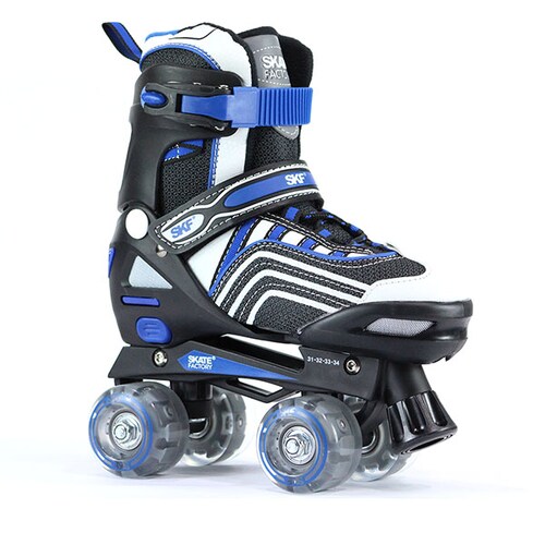 PATINES 3 EN 1 AJUSTABLES SKATE FACTORY AZUL LINEA QUADS HIELO
