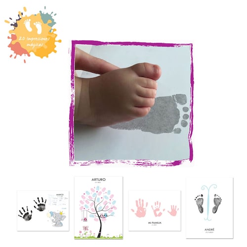 2D IMPRESIONES MÁGICAS Set de regalo bebé para hacer impresiones de manos o pies sin usar colores (baby boy)