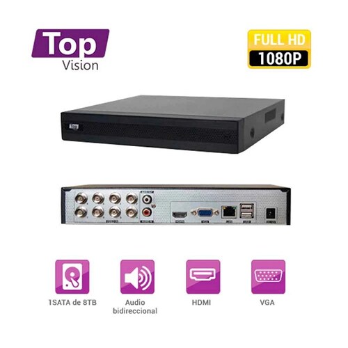 DVR Top Vision HD XDVR-1008, 8CH BNC, 1CH IP, 1 ENT AUDIO, VGA, HDMI, AHD, CVI, TVI, IP SOFT MERIVA N9000 (XDVR-1008)