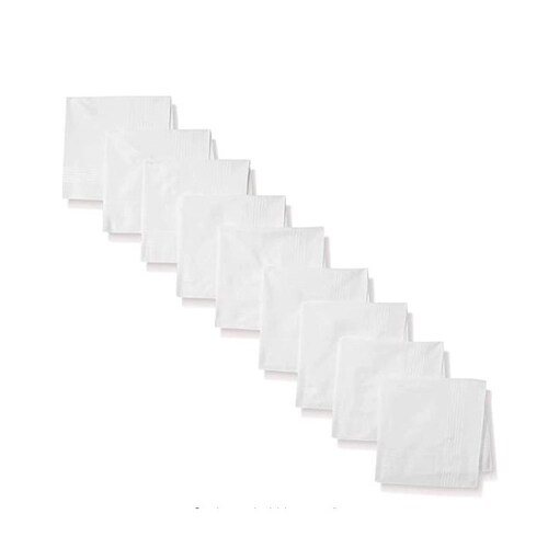 Pañuelos 100% algodón Antibacteriales P/ Hombre Color Blanco Paquete c/10 pzas