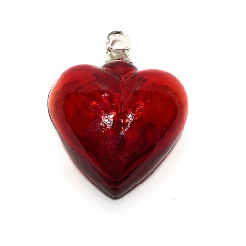 SET DE 2 CORAZONES DE VIDRIO SOPLADO ARTESANALMENTE. 