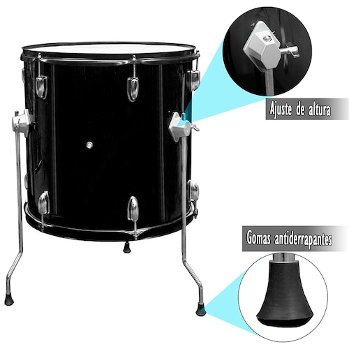 Bateria Acustica Musical Junior 5 Piezas Altura Ajustable Aro Negro 