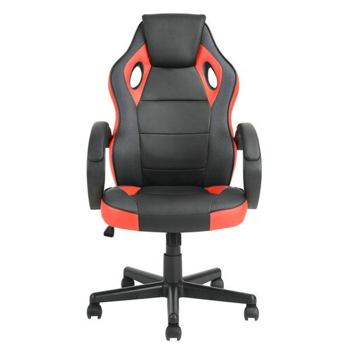 FurnitureR Gaming Chair Silla de ruedas de cuero Silla de juego ergonómica ajustable Rojo