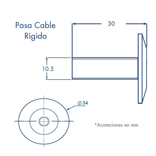 PASA CABLES RIGIDO BOLSA C/100 PZAS PARA CABLE COAXIAL MARCA THORSMAN 14000-00002.