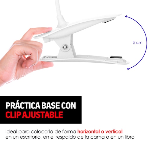 Lámpara de Escritorio Con Clip Recargable y Flexible Redlemon