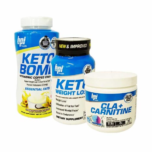 BPI Sport Fat Burning Kit  Keto Bomb + CLA + Carnitine +  Keto Weight Loss 