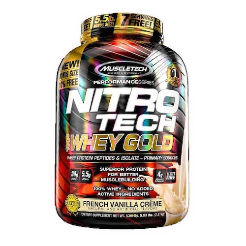 Proteina MuscleTech Nitro Tech Whey Gold 5.51 Lbs 76 Serv. - Fresa
