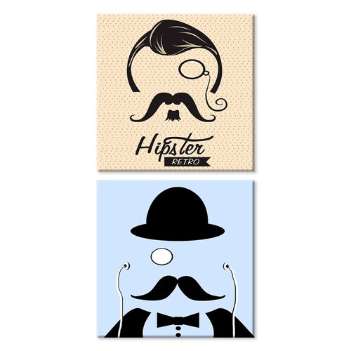 Cuadros Decorativos Bigotes Hipster  MobileCity Set 2 piezas 30 x 30
