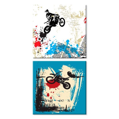 Cuadros Decorativos Moto Cross MobileCity Set 2 piezas 30 x 30