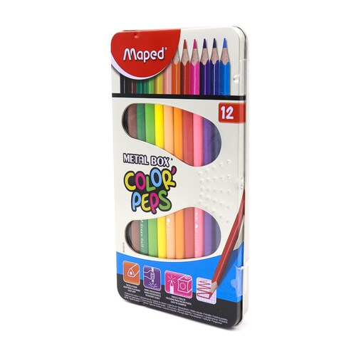 Lapices Colores Maped Estuche Metal Box Colorpeps 12pzas