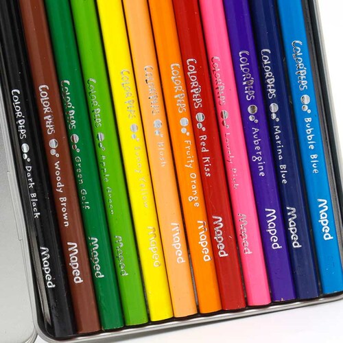 Lapices Colores Maped Estuche Metal Box Colorpeps 12pzas