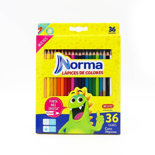 Lapices de colores norma redondos 36 pzas con metalicos