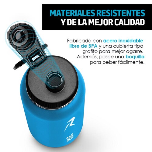 Redlemon Termo de Acero Inoxidable con Aislamiento Térmico, para Agua Fría (24 horas) o Caliente 12 horas, Doble Pared y Tapa Hermética, Asa para Transportar, Capacidad 940 ml (32 Oz), Ecológico