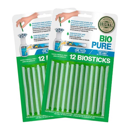 BIOPURE Kit 2x Tratamiento Contra Malos Olores En Tuberías y Coladeras -Biostick