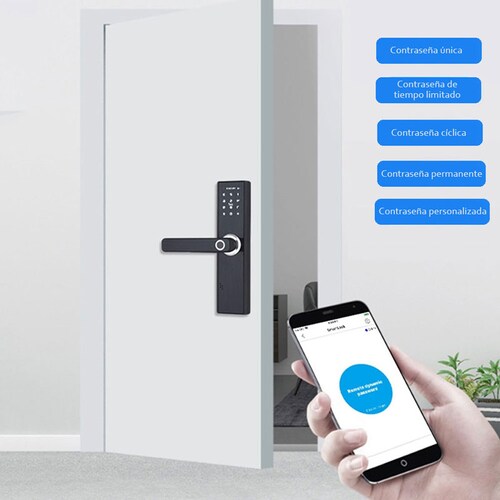 Cerradura de Puerta de Seguridad Inteligente, smart home, cerradura huella dactilar, tarjeta inteligente IC, contraseÃ±a digital
