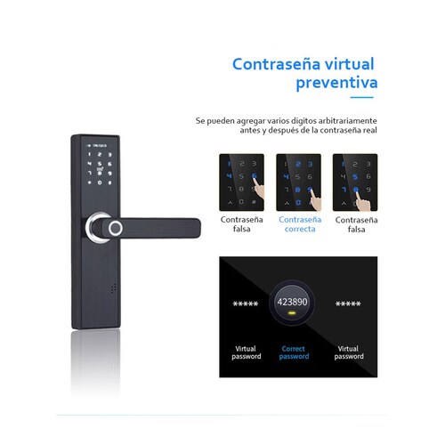 Cerradura de Puerta de Seguridad Inteligente, smart home, cerradura huella dactilar, tarjeta inteligente IC, contraseÃ±a digital