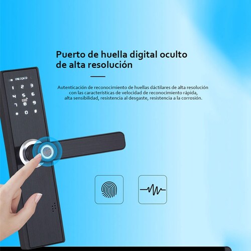 Cerradura de Puerta de Seguridad Inteligente, smart home, cerradura huella dactilar, tarjeta inteligente IC, contraseÃ±a digital