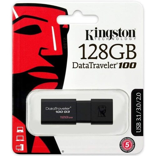 Memoria Flash USB 3.1 Kingston DataTraveler 100 128GB Negra DT100G3/128GB