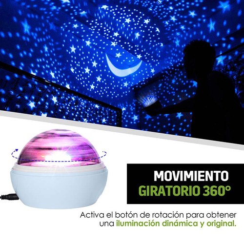 Redlemon Lámpara de Estrellas para Niños con Domo Giratorio Intercambiable Estrellas y Océano, Luces LED de Colores, 8 Modos de Iluminación, Funciona con Baterías o Cable USB, Luz de Noche