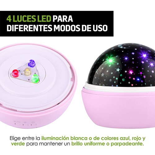 Redlemon Lámpara de Estrellas para Niños con Domo Giratorio Intercambiable Estrellas y Océano, Luces LED de Colores, 8 Modos de Iluminación, Funciona con Baterías o Cable USB, Luz de Noche