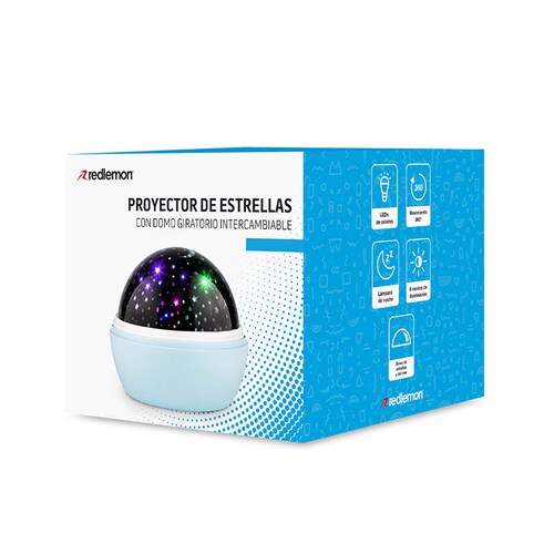 Redlemon Lámpara de Estrellas para Niños con Domo Giratorio Intercambiable Estrellas y Océano, Luces LED de Colores, 8 Modos de Iluminación, Funciona con Baterías o Cable USB, Luz de Noche
