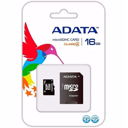 Memoria MicroSD 16 GB Adata SDHC Con Adaptador Clase 4 AUSDH16GCL4-RA1