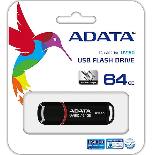 Memoria Flash USB 3.0 Adata UV150 64 GB Negra AUV150-64G-RBK