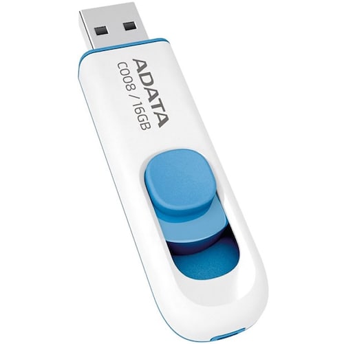 Memoria Flash USB Adata C008 16 GB Blanco Con Azul AC008-16G-RWE.