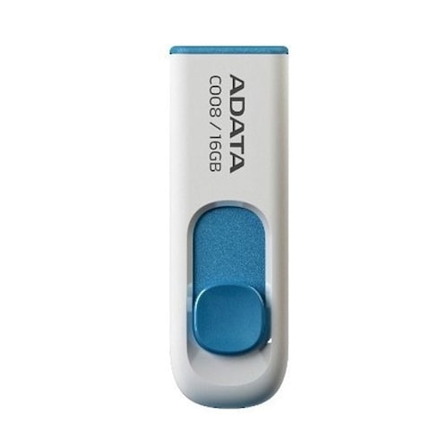 Memoria Flash USB Adata C008 16 GB Blanco Con Azul AC008-16G-RWE.