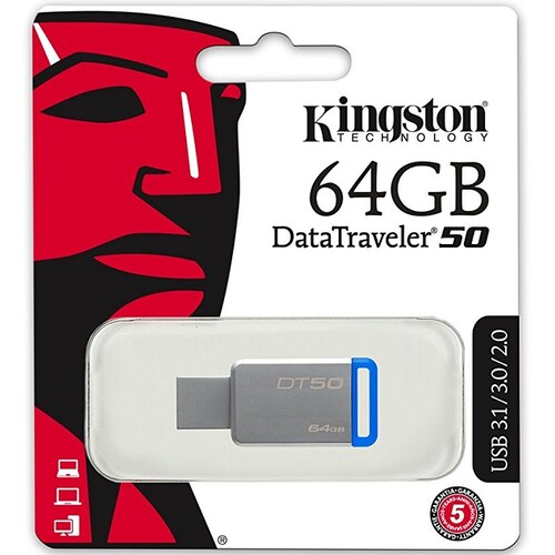 Memoria Flash USB 3.0 Kingston DataTraveler 50 64GB Metalica DT50/64GB