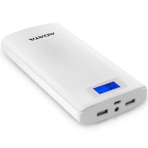 Bateria Adata P20000D 20000mAh Blanco USB Power Bank Cargador Portatil AP20000D-DGT-5V-CWH