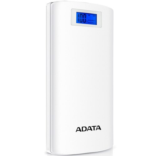 Bateria Adata P20000D 20000mAh Blanco USB Power Bank Cargador Portatil AP20000D-DGT-5V-CWH