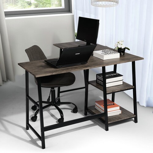 FurnitureR Escritorio Moderno Minimalista De Madera En Forma De L-Marron