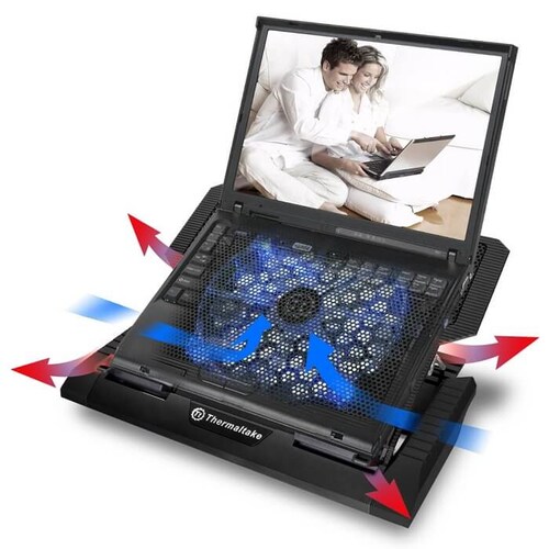 Base Thermaltake Massive23 GT Black Con Ventilador Led Azul Para Laptop De 10" a 17" CLN0020