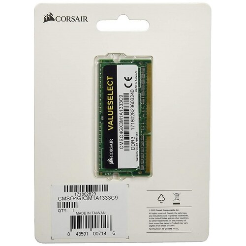 Memoria Ram DDR3 Sodimm Corsair 1333 MHz 4 GB PC3-10600 CMSO4GX3M1A1333C9