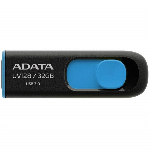 Memoria Flash USB 3.0 Adata UV128 32GB Negro-Azul AUV128-32G-RBE.