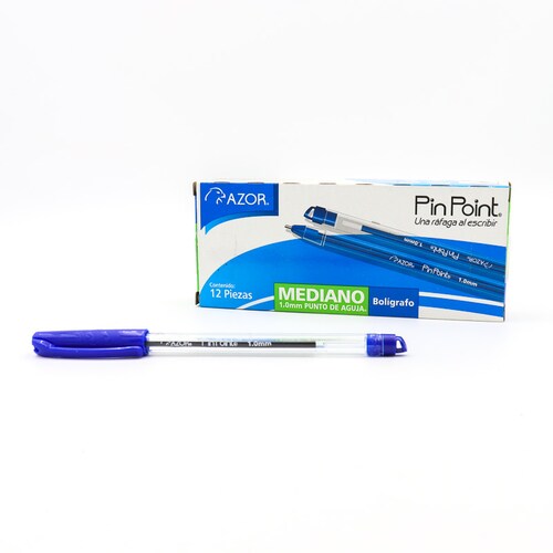 Boligrafo Azor Punto Medio 1.0 Mm Plumas 12 Pzas Pinpoint