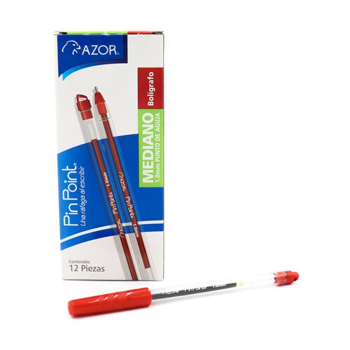 Boligrafo Azor Punto Medio 1.0 Mm Plumas 12 Pzas Pinpoint
