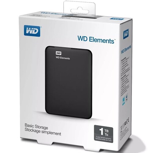 Disco Duro Externo Western Digital Elements Portatil 1TB Negro USB 3.0 WDBUZG0010BBK-WESN