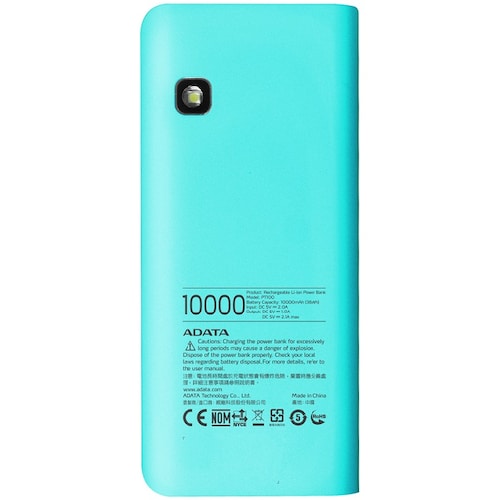 Bateria Adata PT100 10000mAh Power Bank Azul-Rosa USB Cargador Portatil APT100-10000M-5V-CTBPK