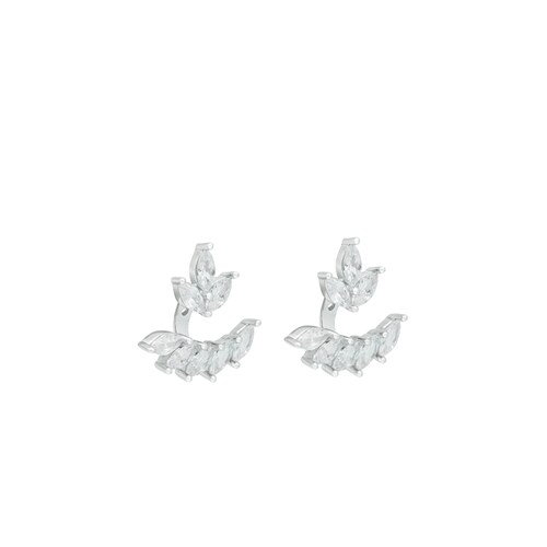 Aretes de plata hojas de zirconia AZHARA