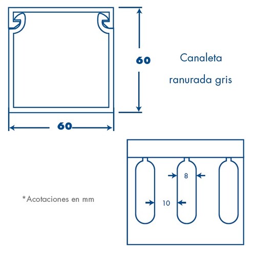 CANALETA RANURADA GRIS 60X60 THORSMAN 8901-01256.