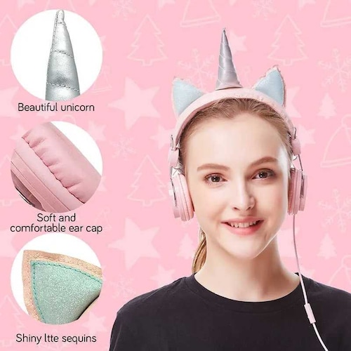 Audifonos de  unicornio con micrófono diadema Gadgets & fun para niños 