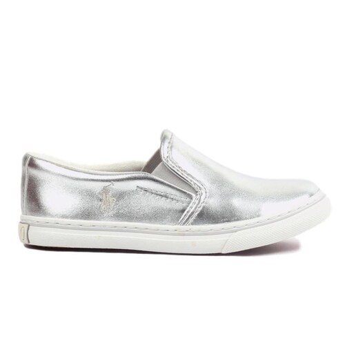 Tenis Polo Ralph Lauren Para Niña Plateado Tipo Slip On