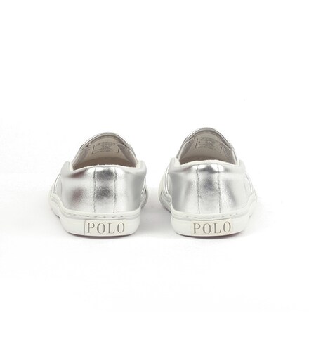 Tenis Polo Ralph Lauren Para Niña Plateado Tipo Slip On