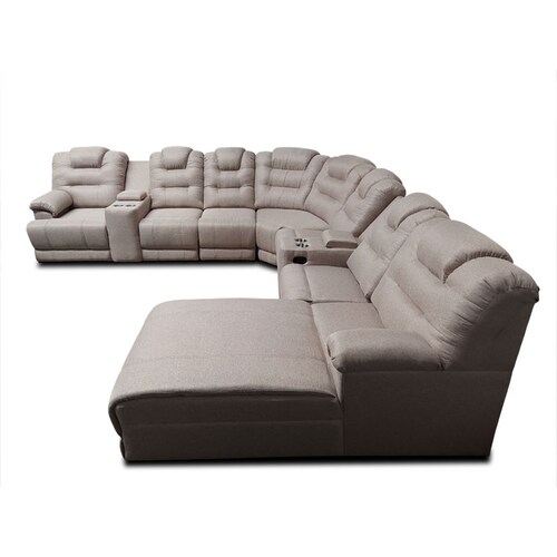 Sala Modular Hercules c/2 reclinables en Tela Michell Capuchino. MADERIAN // ENTREGA EN CDMX Y AREA METROPOLITANA