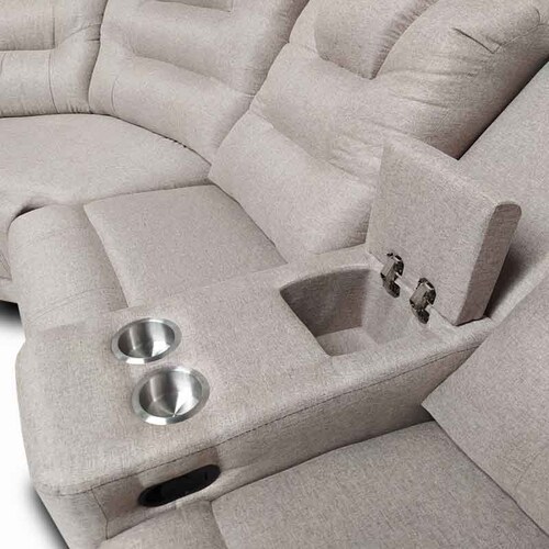 Sala Modular Hercules c/2 reclinables en Tela Michell Capuchino. MADERIAN // ENTREGA EN CDMX Y AREA METROPOLITANA